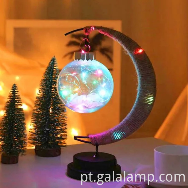 Lâmpada de lua 3D encantada com luzes estrela azul cintilantes